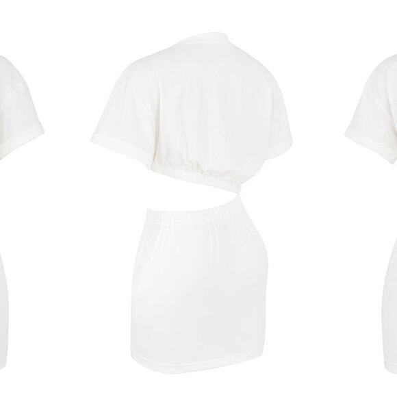 Mistress Rocks White Asymmetric Cutout T-shirt Dress